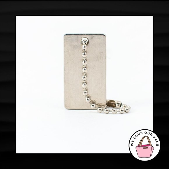 LINA RECTANGLE EMBOSSED DISC SILVER METAL KEY FOB BAG CHARM KEYCHAIN HANG TAG - Picture 2 of 2